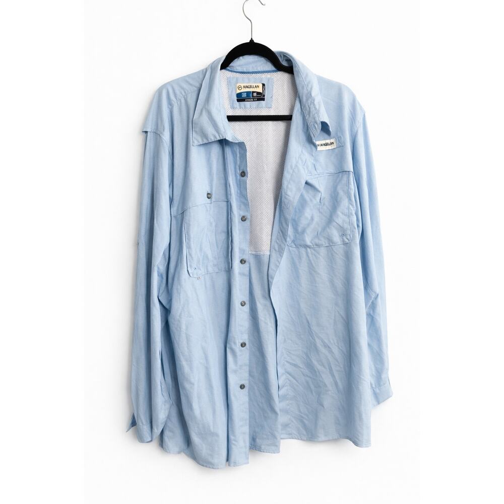 Magellan Fish Gear Shirt Mens 2XL Blue Angler Fit Fishing Vented Short Sleeve